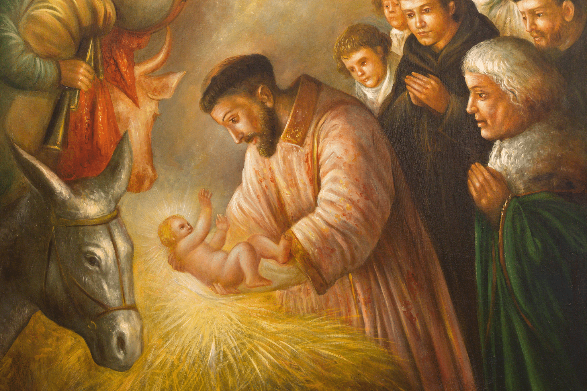 nativity scene with Saint Francis