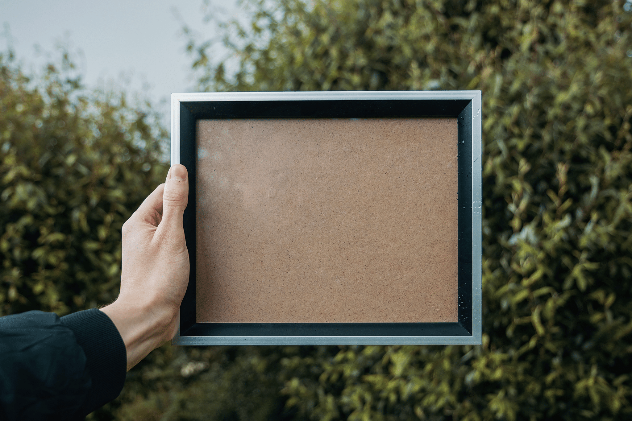person holding picture frame