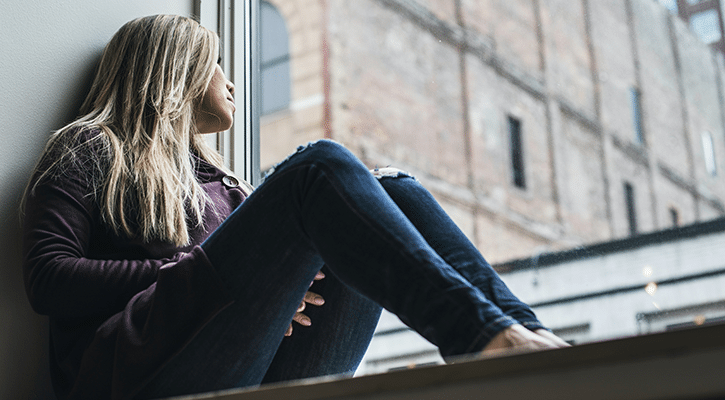 young woman reflecting