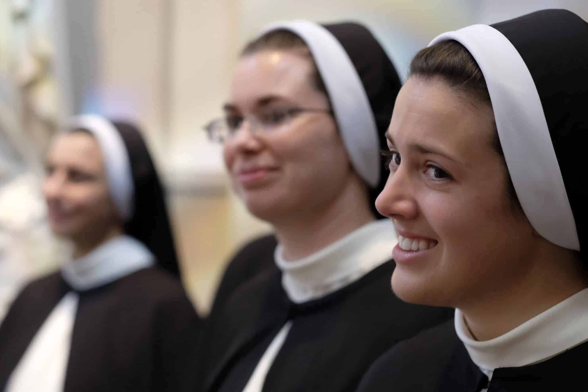 Members of the Dominican Sisters of St. Cecilia Congregation in Nashville, Tenn., are pictured in a file photo preparing for Mass at the Cathedral of the Incarnation, where they made their final profession of religious vows. (OSV News photo/CNS file, Rick Musacchio, Tennessee Register)