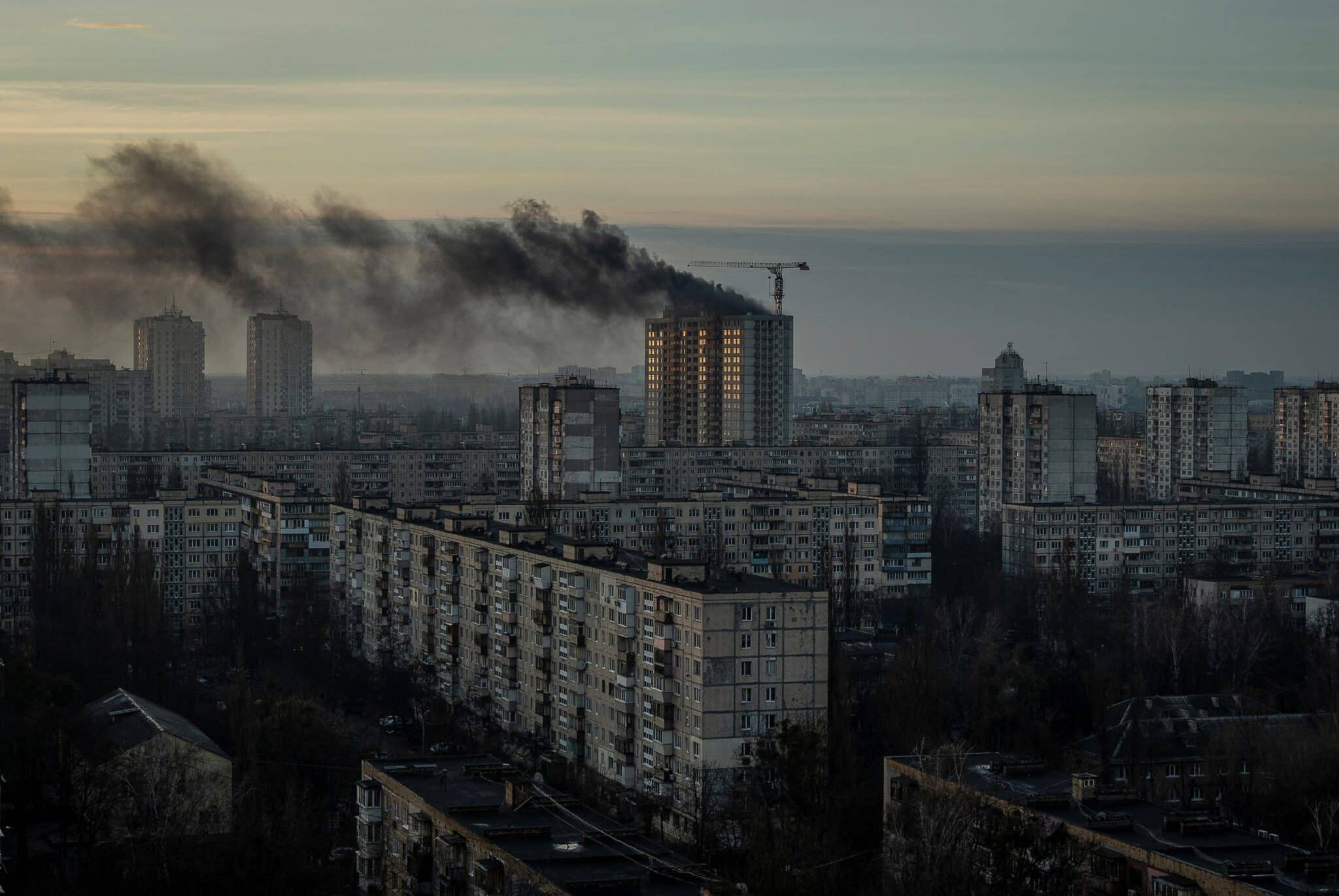 Smoke rises over a residential building after a Russian missile and drone strike, amid Russia's attack on Ukraine, in Kyiv, Ukraine, Dec. 29, 2023. (OSV News photo/Danylo Pavlov, Reuters)