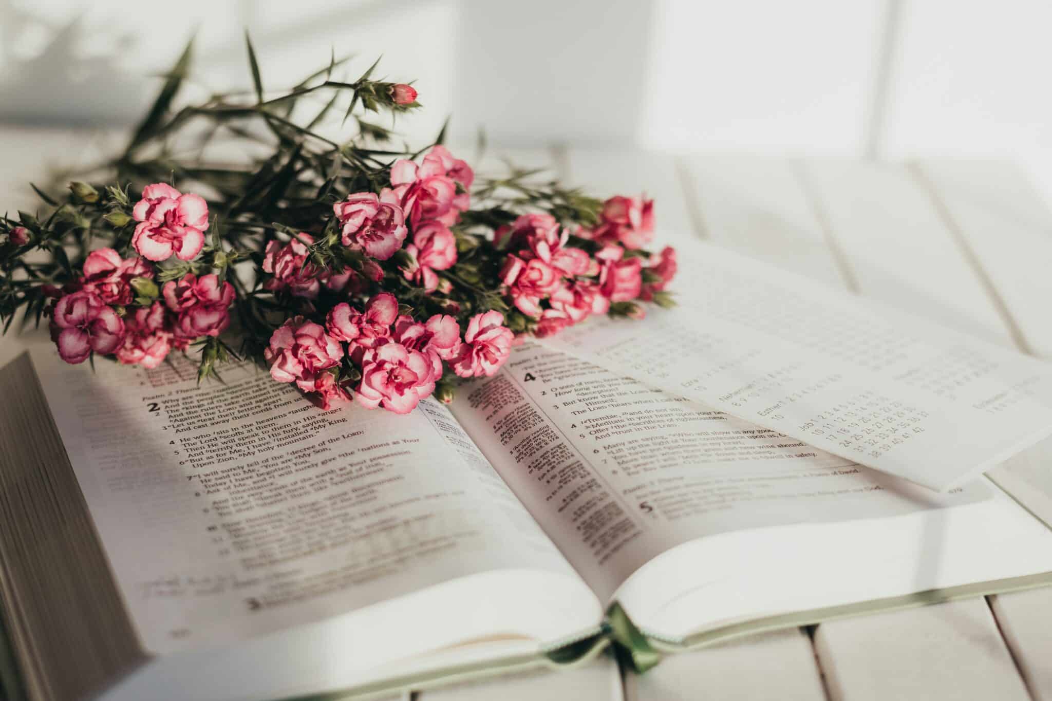 The Bible with flowers