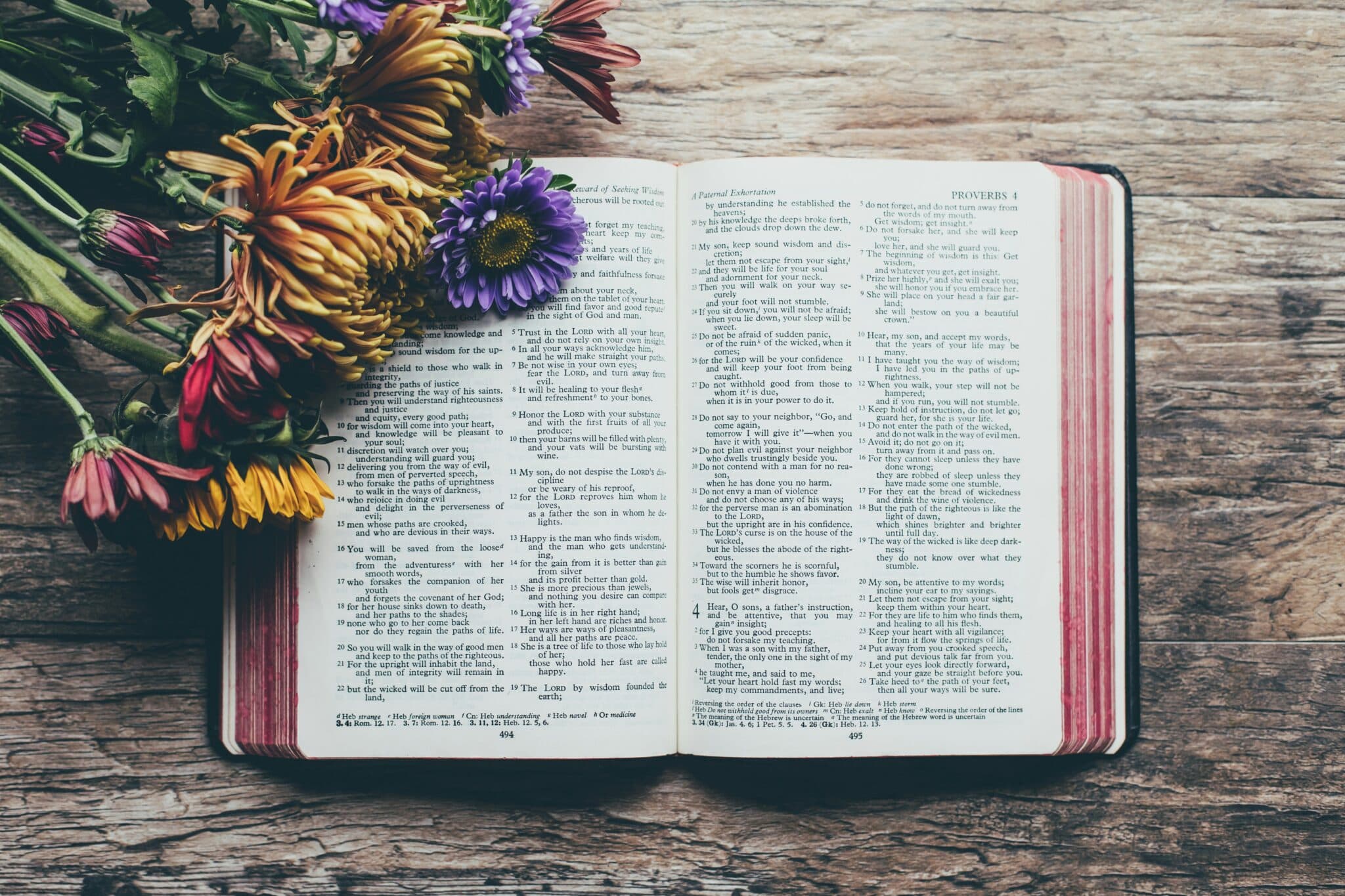 Opened bible on a table