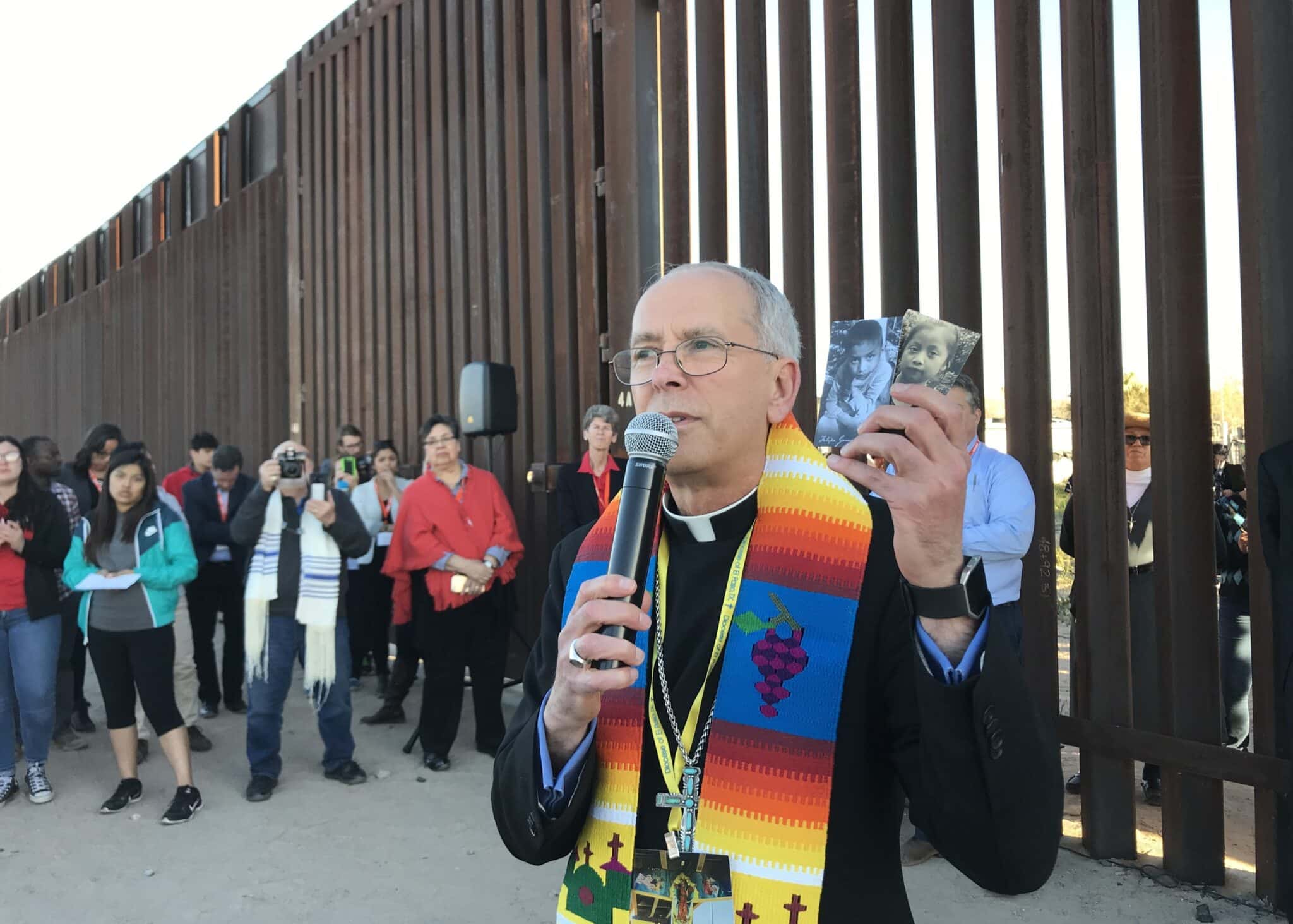 Bishop Mark J. Seitz of El Paso, Texas, is seen Feb. 26, 2019, at the U.S.-Mexico border wall. Bishop Seitz is currently the chairman of the U.S. Conference of Catholic Bishops' Committee on Migration. (OSV News photo/David Agren)