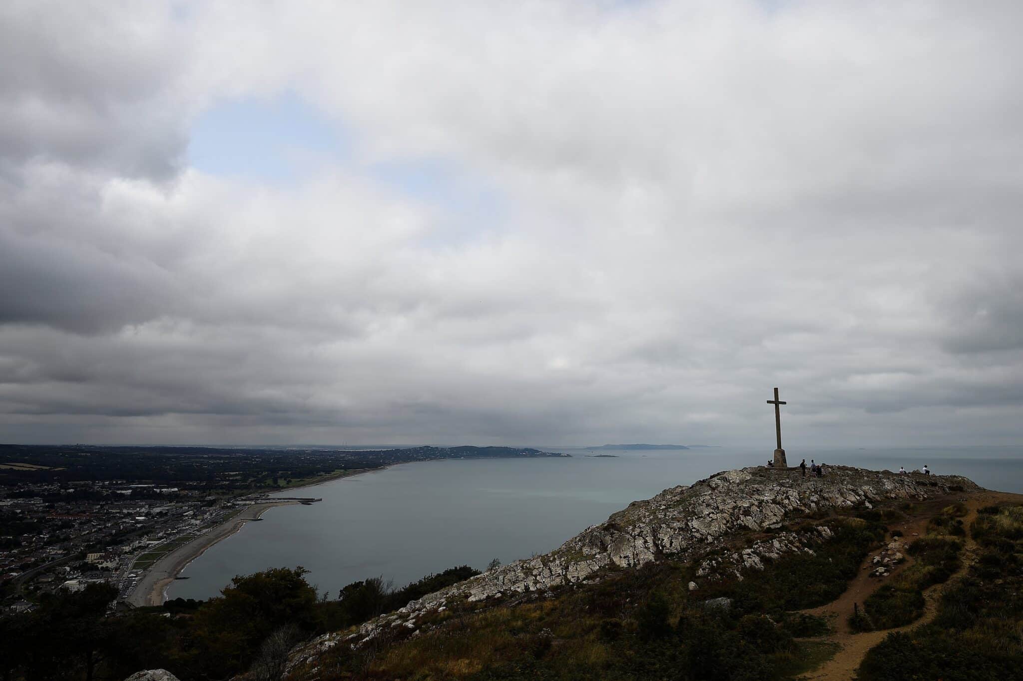 A huge cross is seen overlooking the Eastern Irish coastline of Counties Wicklow and Dublin in Bray, Ireland, Aug. 19, 2018. In response to the Feb. 8, 2024, release of a report on abuse claims, the head of Ireland's Jesuits is "ashamed" of order's failure to act on clergy sex abuse. The report documents abuse claims received by the society between 1965 and 2023 that were reported to have occurred between 1940 and 1991. (OSV News photo/Clodagh Kilcoyne, Reuters)
