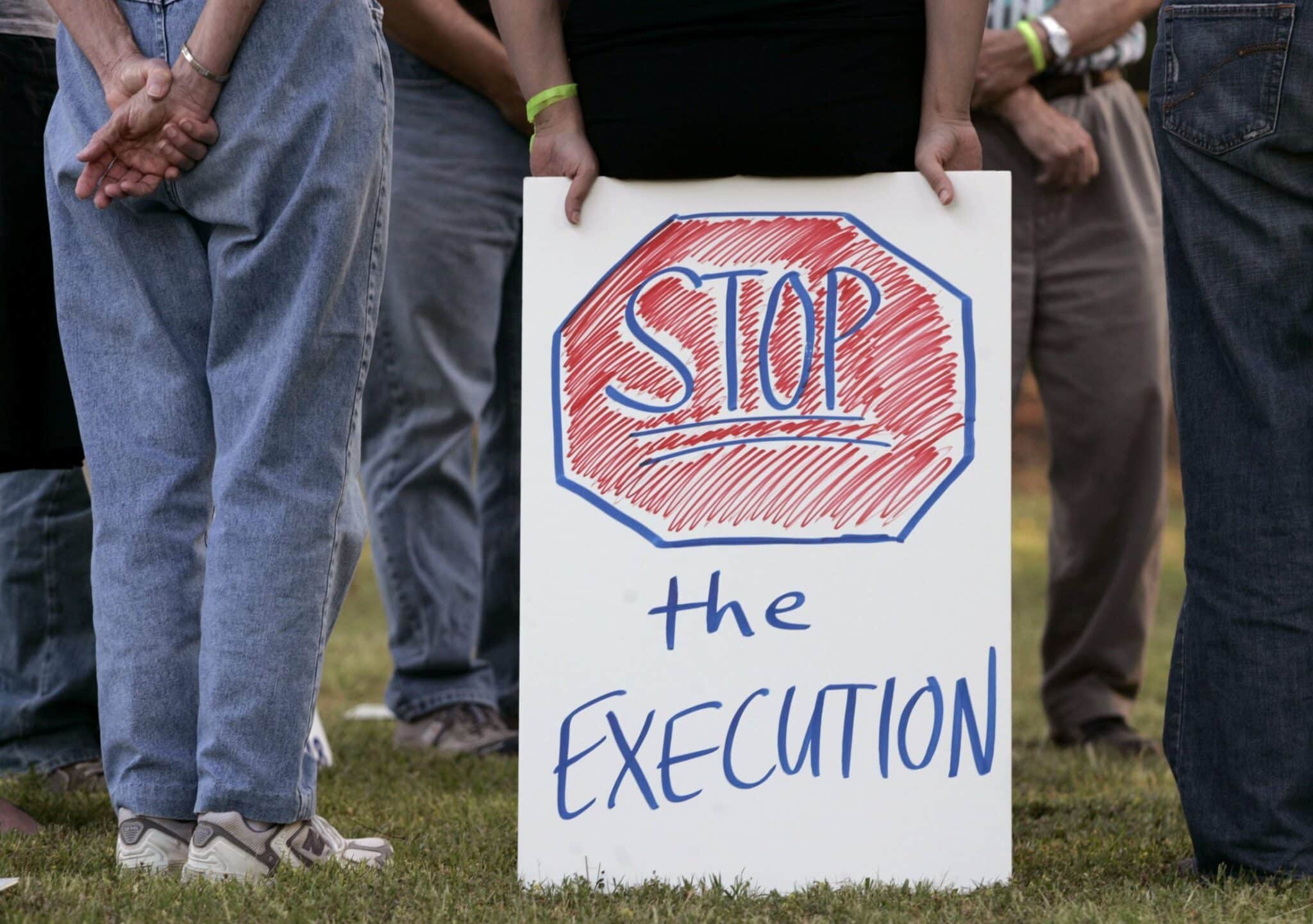 Protesters opposed to the death penalty demonstrate outside a Georgia state prison for men in Jackson in this 2008 file photo. Called the Georgia Diagnostic and Classification Prison, it holds the state's execution chamber. (OSV News photo/Tami Chappell, Reuters)