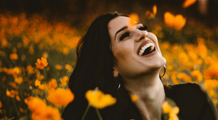 happy woman laughing