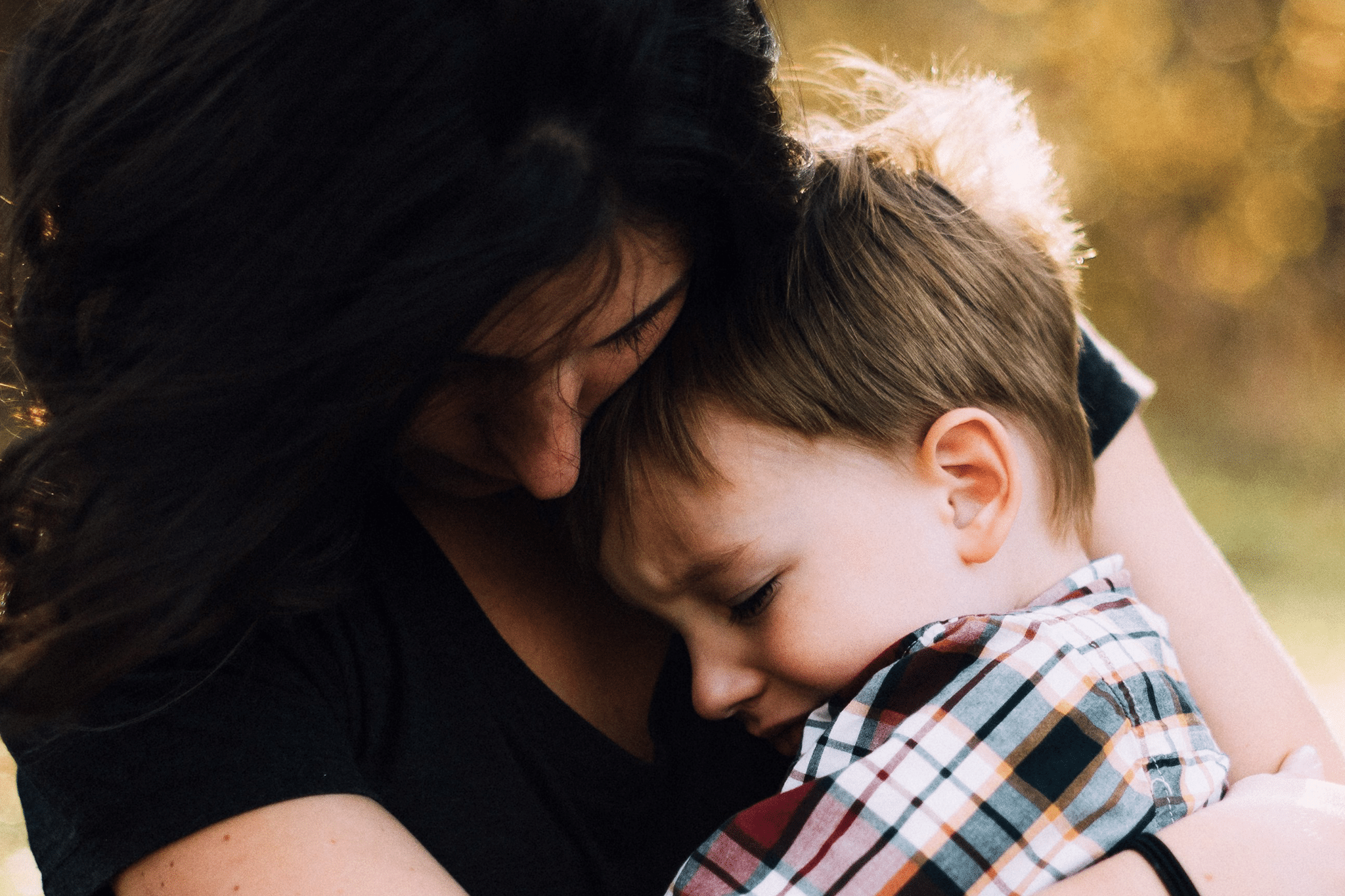 mom comforting child