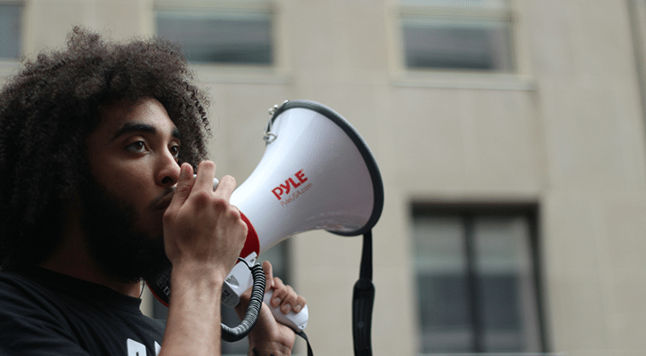 man with megaphone