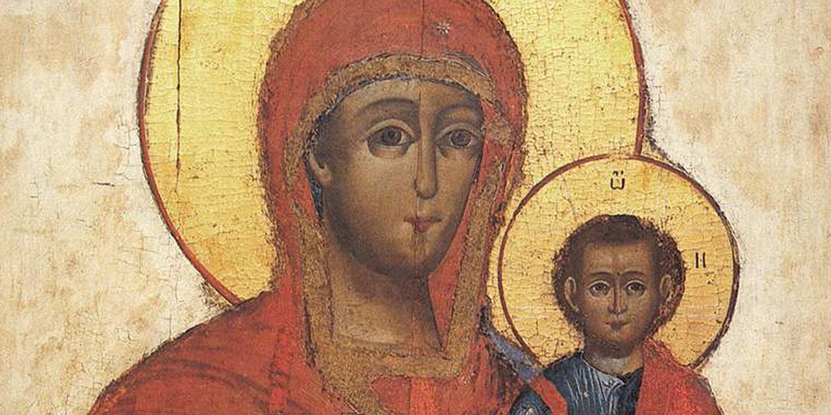 old painting of Mary and baby Jesus