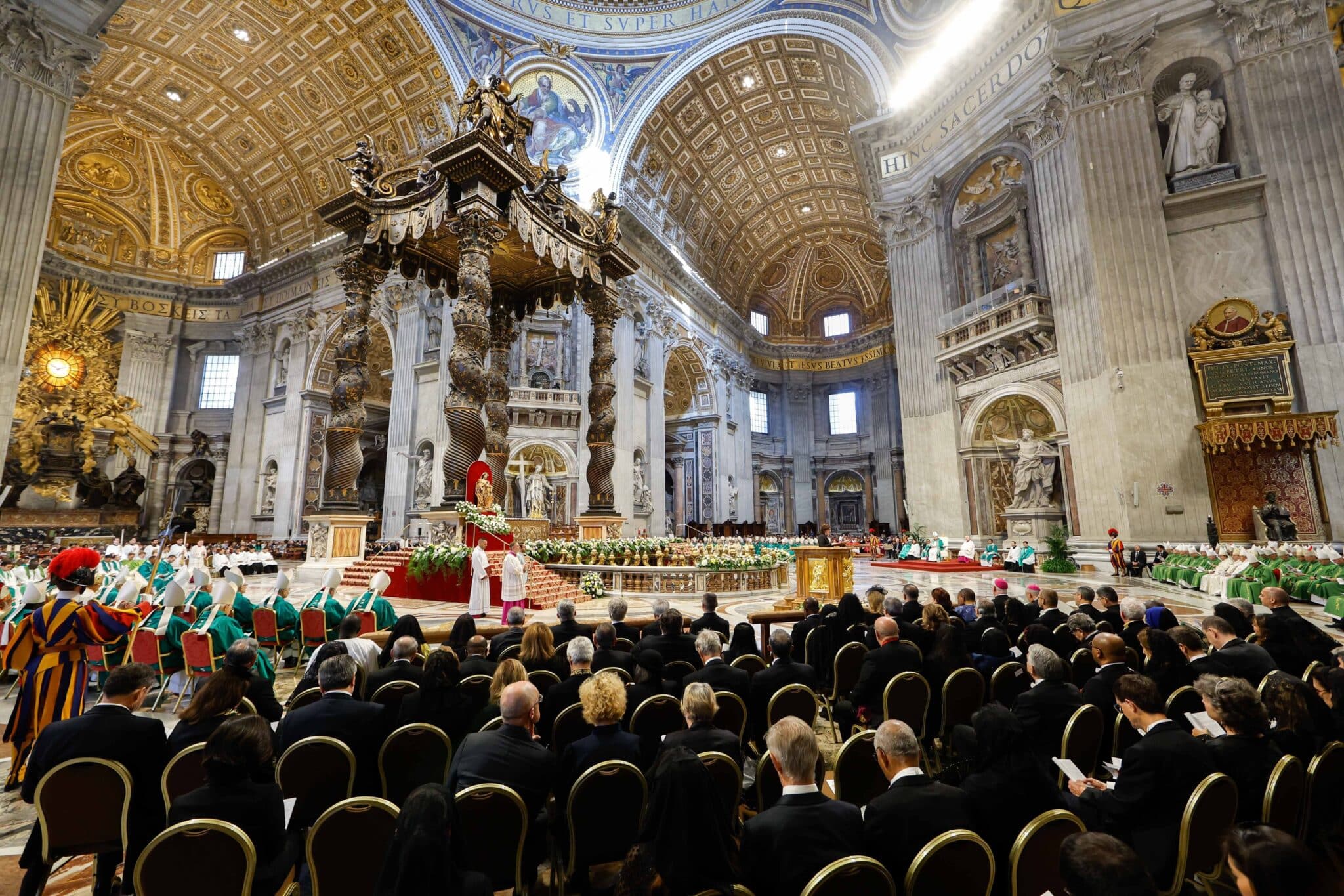 Pope Francis presides over Mass Oct. 29, 2023, marking the end of the first session of the assembly of the Synod of Bishops on synodality in St. Peter's Basilica at the Vatican. (CNS photo/Lola Gomez)