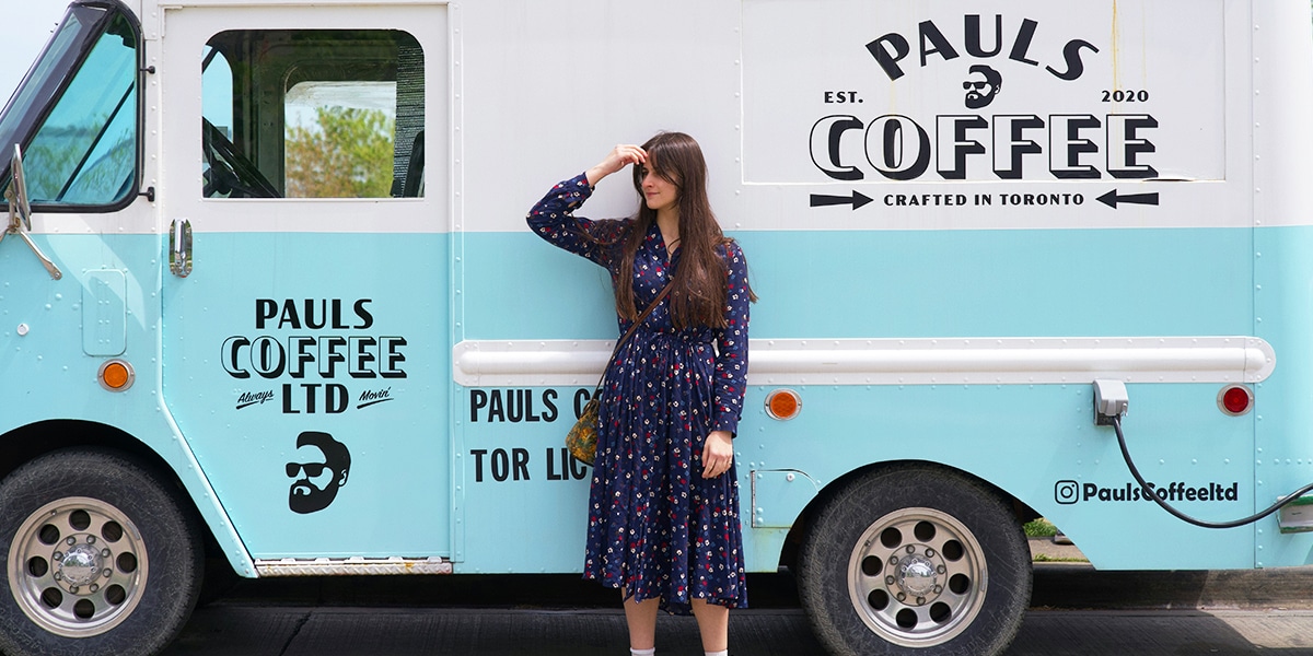 woman in front of food truck