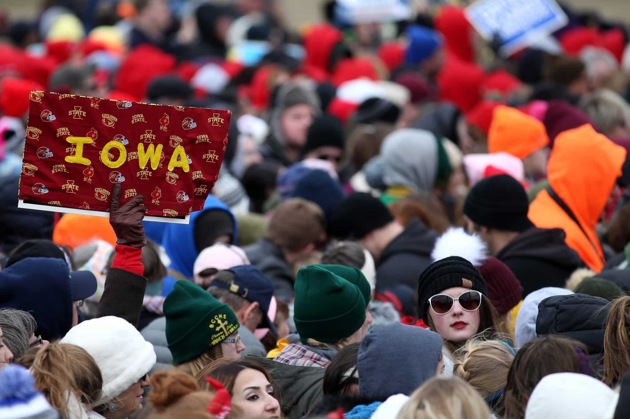A pro-life advocate from Iowa holds a sign during the 2017 March for Life in Washington. The Iowa Supreme Court in a 4-3 ruling June 28, 2024, said the state's six-week abortion limit could be enforced amid a legal challenge to it. (OSV News photo/CNS file, Tyler Orsburn)