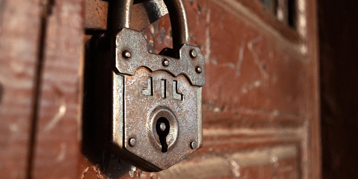 lock on a wooden door