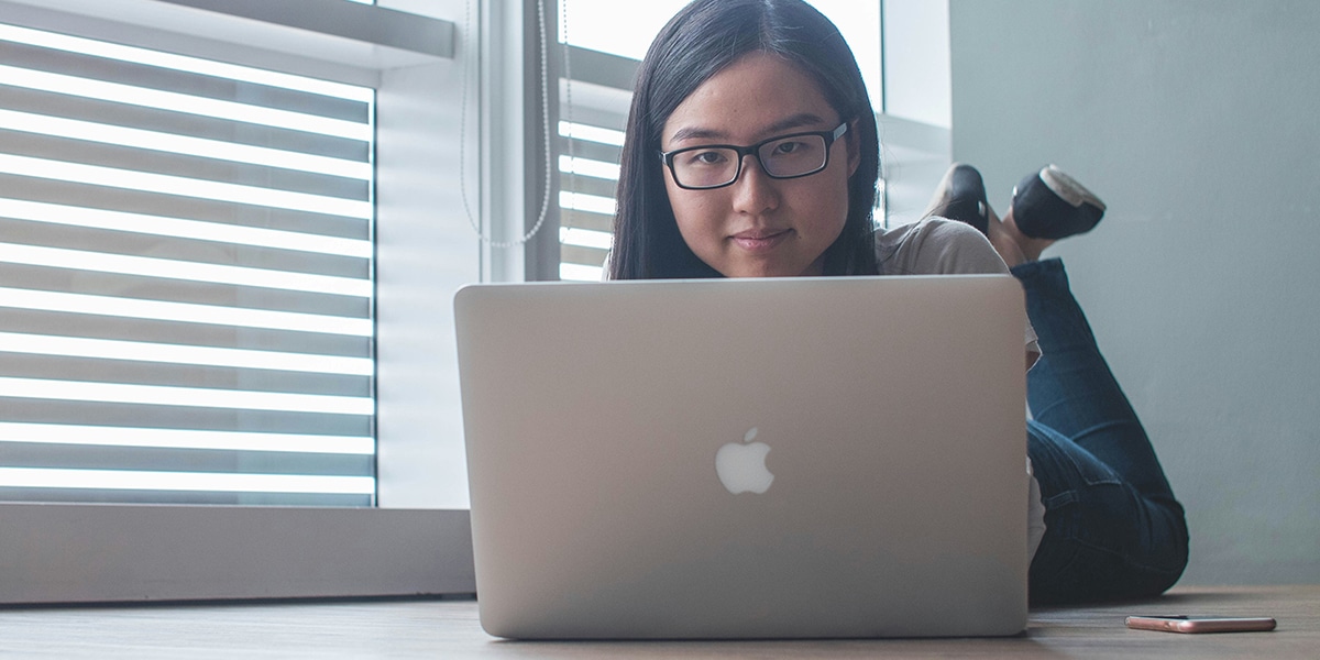 young woman doing some research on a computer
