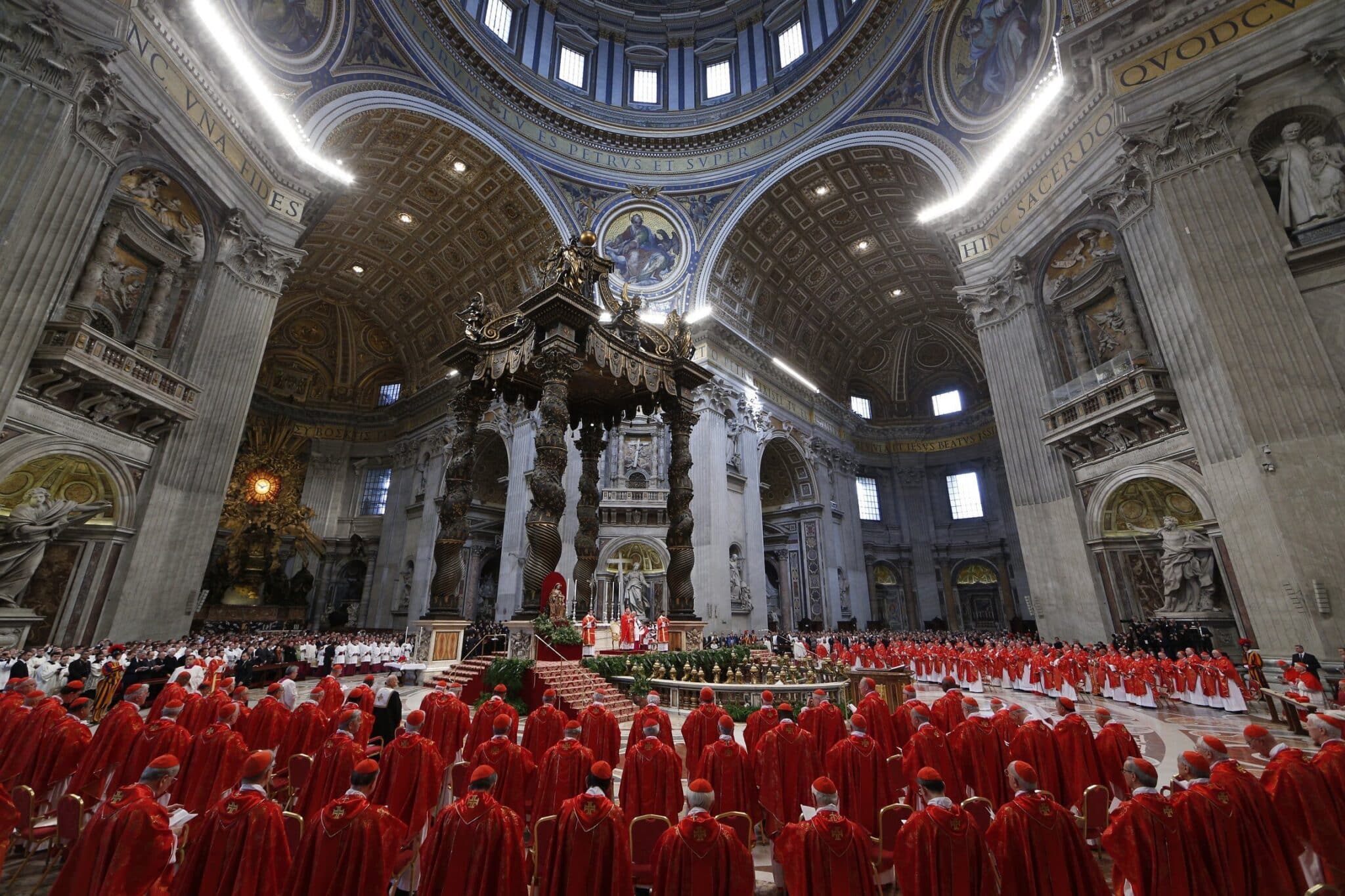 In this file photo, before entering the conclave, cardinals concelebrate Mass for the election of the Roman pontiff in St. Peter's Basilica at the Vatican March 12, 2013. (CNS photo/Paul Haring)
