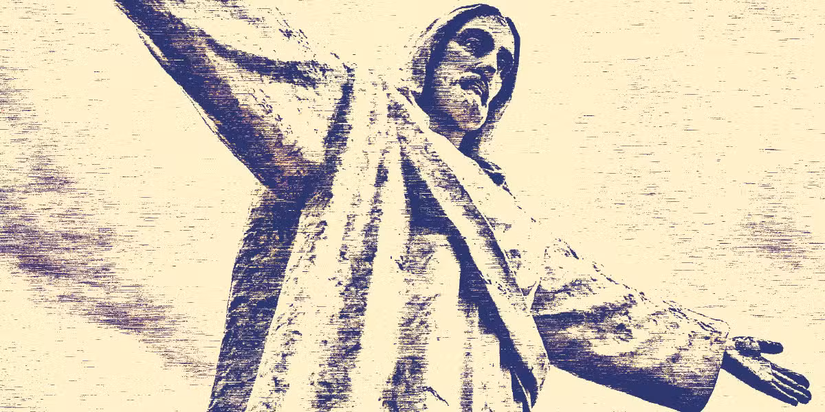 Jesus opening his arms in love