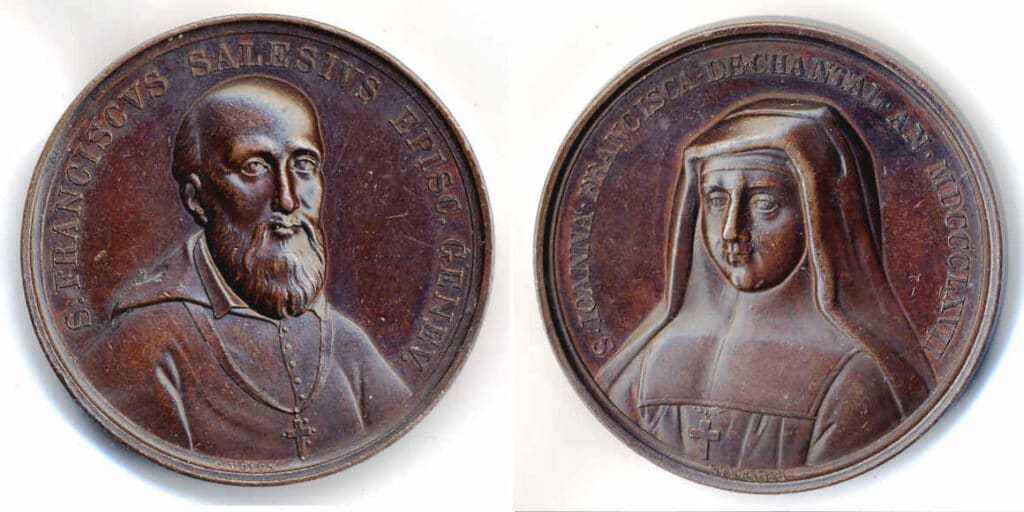 Medals of Francis de Sales and Jane Frances de Chantal circa 1867. Image: In the public domain