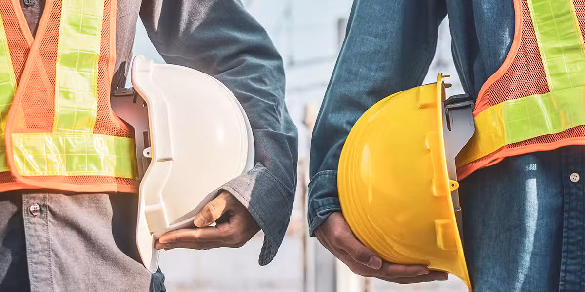 workers wearing safety gear.