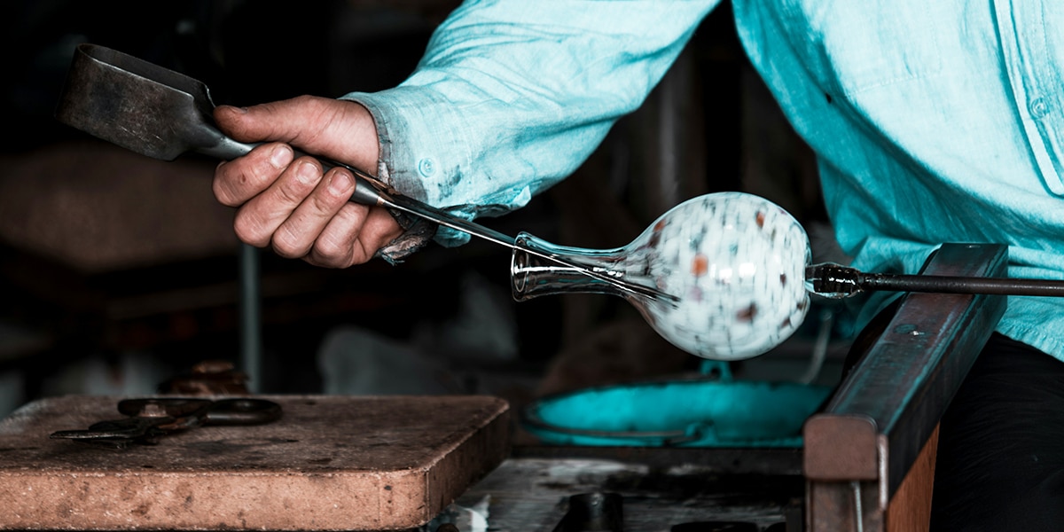 Glass blowing artist at work
