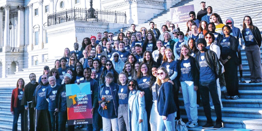 Participants of the intergenerational Franciscan Justice Leadership Conference gathered for meetings with congressional officials on Capitol Hill in Washington, DC, in 2024.