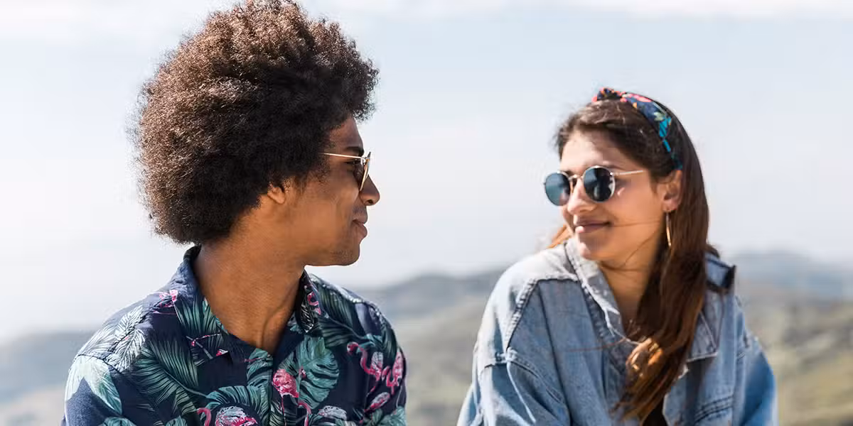 Two people enjoying a conversation