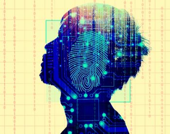 Silhouette of a person with a digital imprint