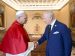 Pope Leo XIV welcomes Britain's King Charles III to the Apostolic Palace at the Vatican Oct. 23, 2025.