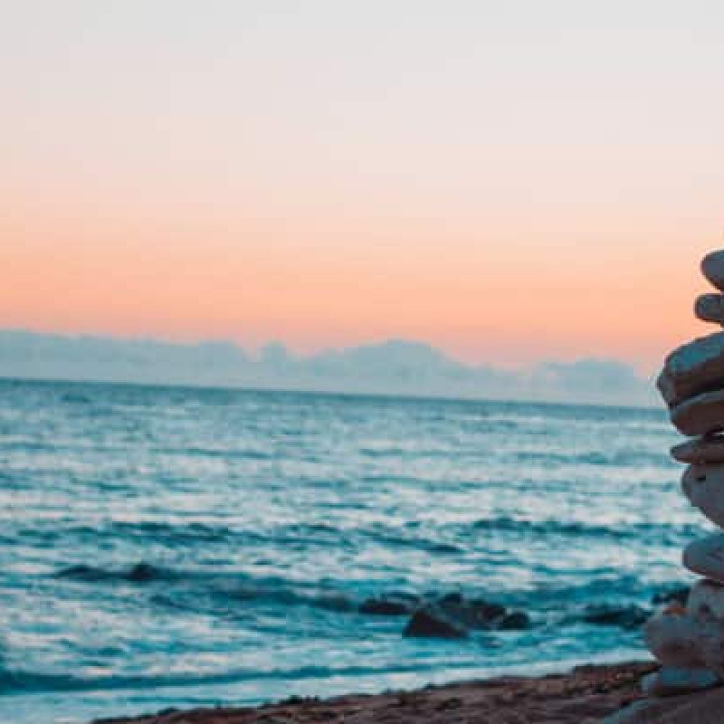 Cairn of rock on the beach