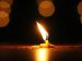 lit candle on table
