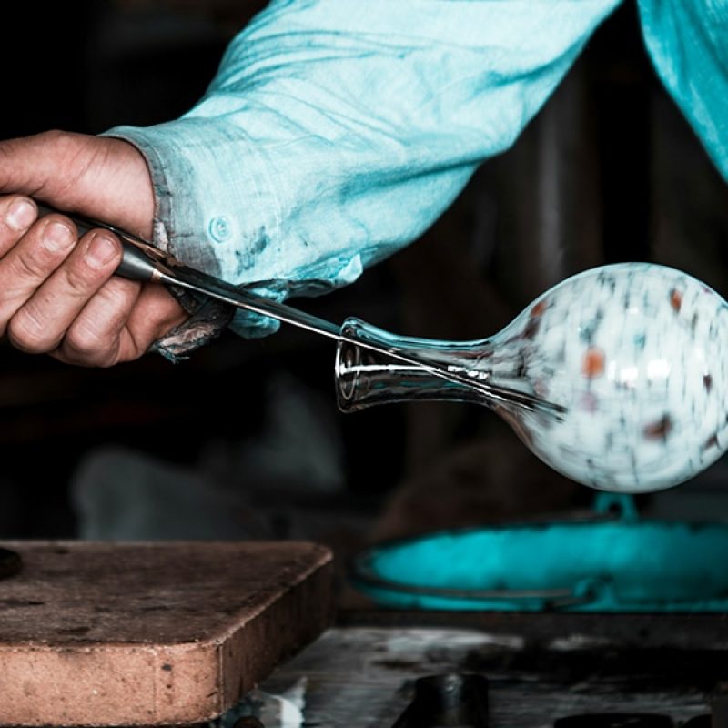Glass blowing artist at work