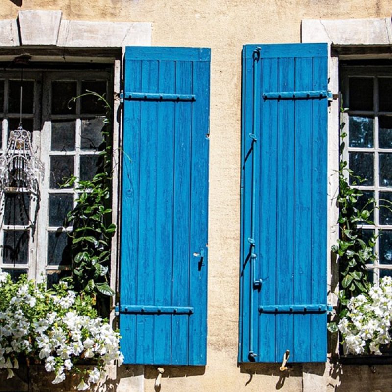 Two windows on a building