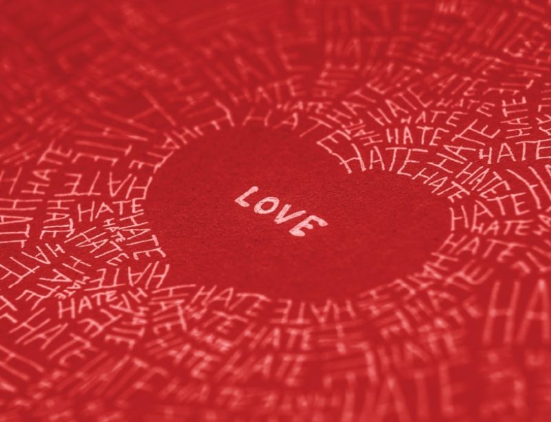 Illustration of love and hate