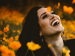 happy woman laughing