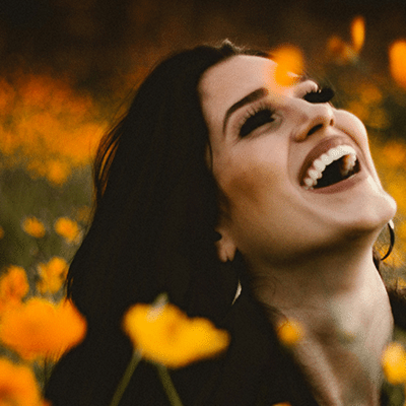 happy woman laughing