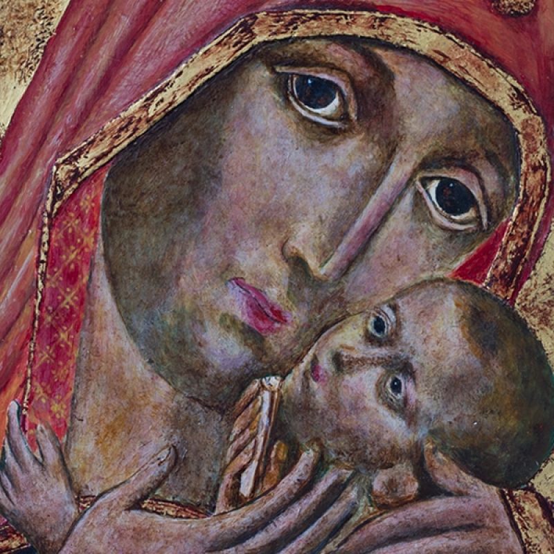 Painting of Mary holding baby Jesus