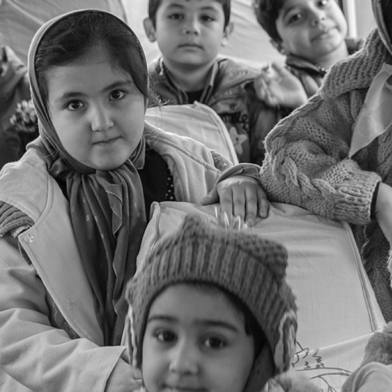 Orphan children on a school's