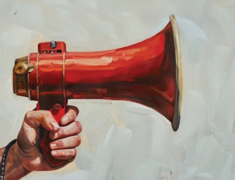 Painting of a bullhorn