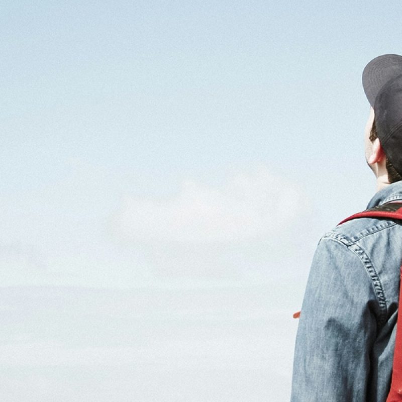 person looking into the sky