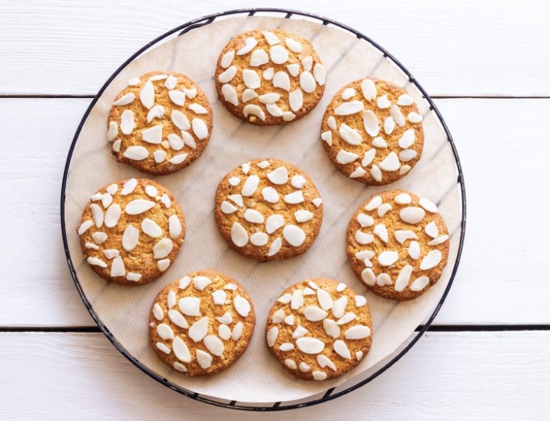 Plate of almond cookies