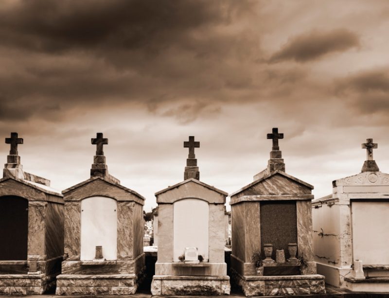 Row of tombs in a cemetery
