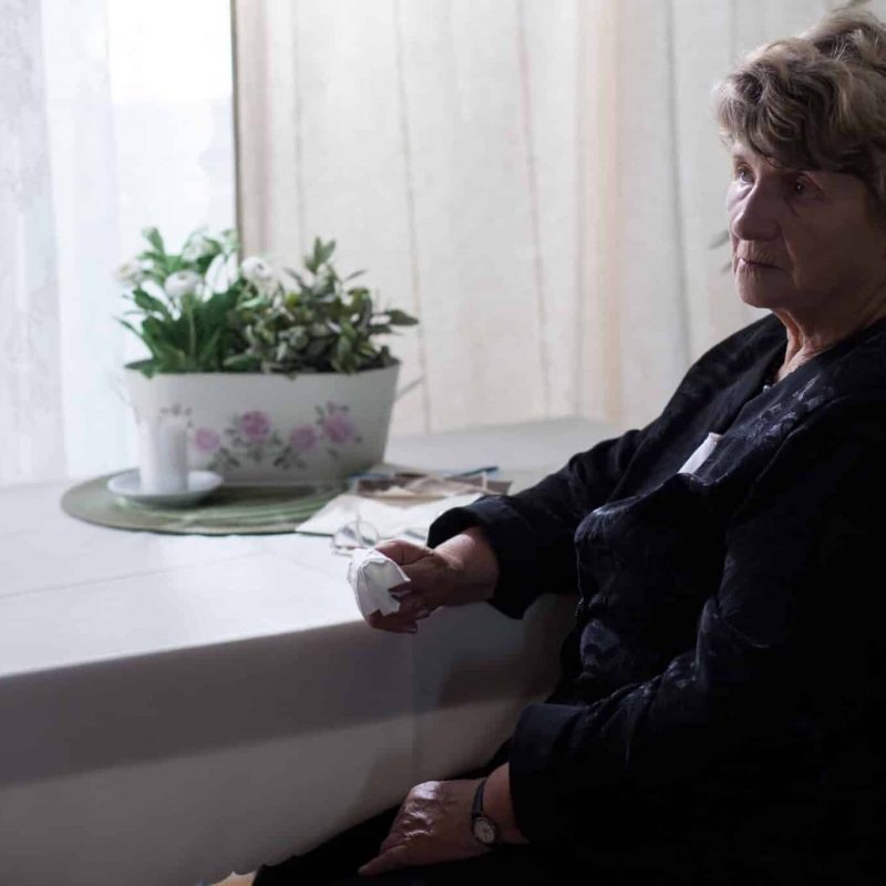 Woman sitting at a table