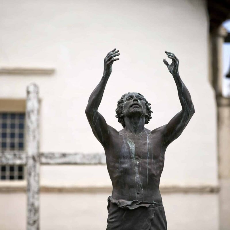 A patinated bronze statue of St. John the Baptist
