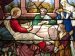 Stained glass window of Saints Martha, Mary, and Lazarus