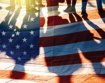 Shadows over an American flag