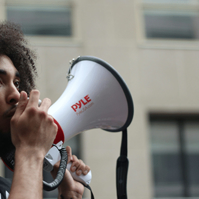 man with megaphone