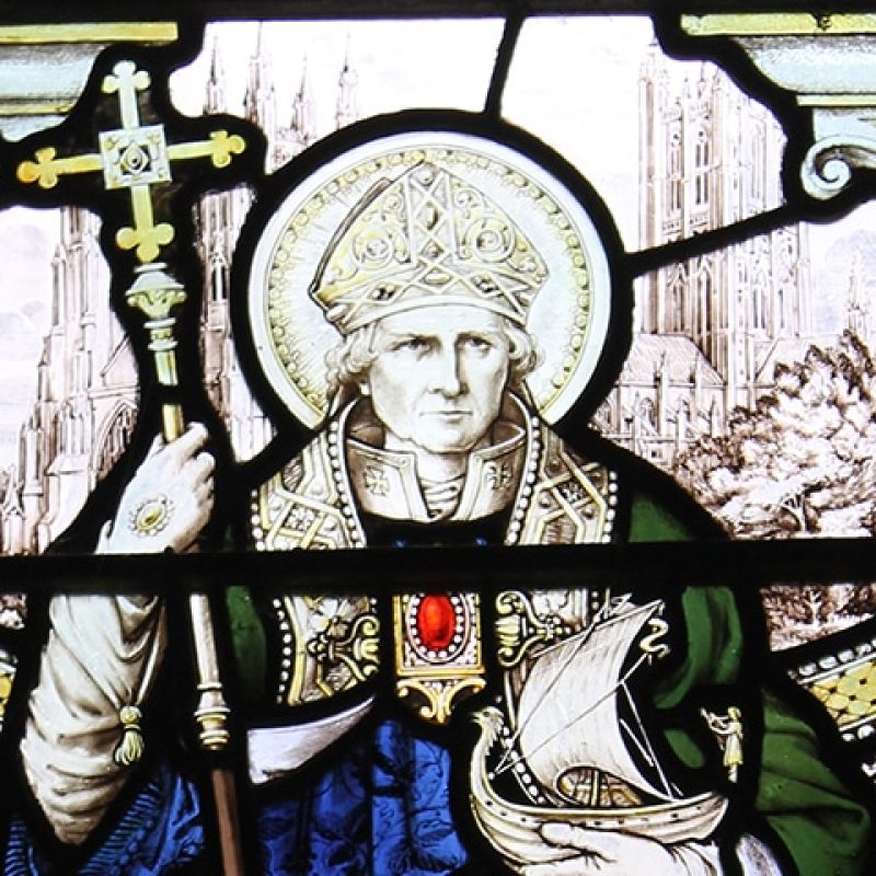 Stained glass window of Saint Anselm