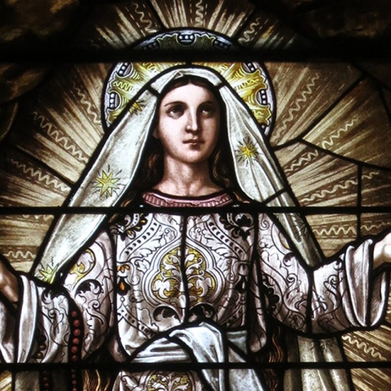 Stained Glass Window of Our Lady of the Rosary