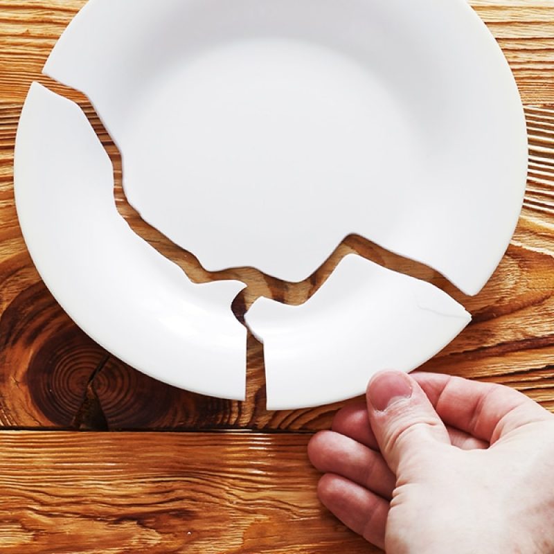 the gift, the giver, and the giving; hand holding a broken dish