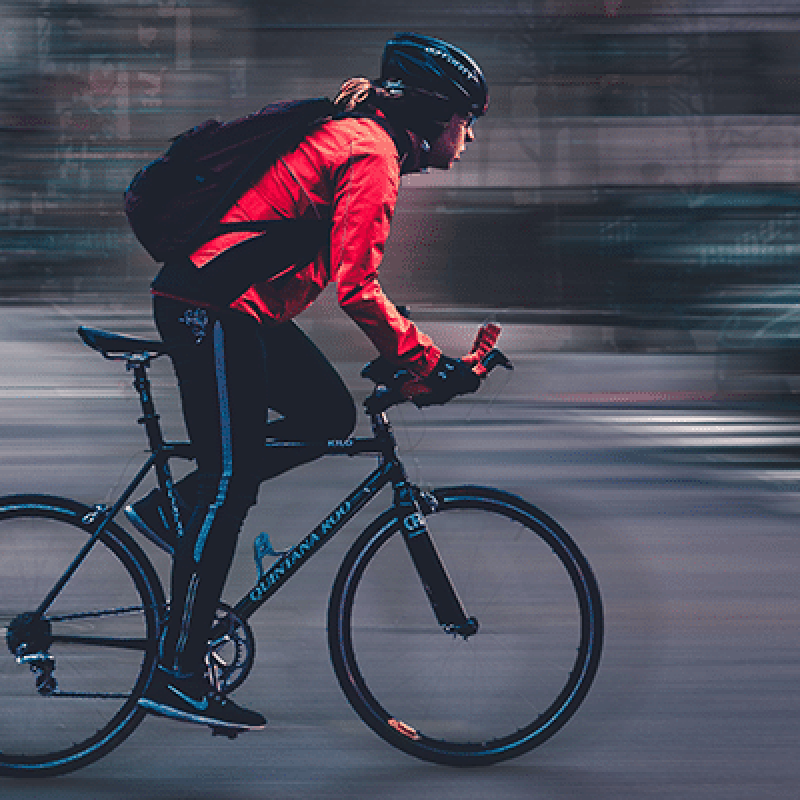 Young man riding bike